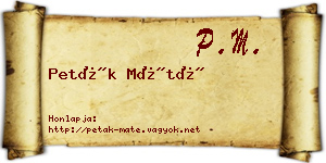 Peták Máté névjegykártya