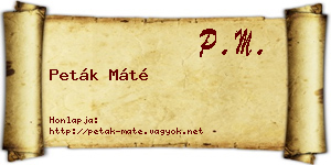 Peták Máté névjegykártya